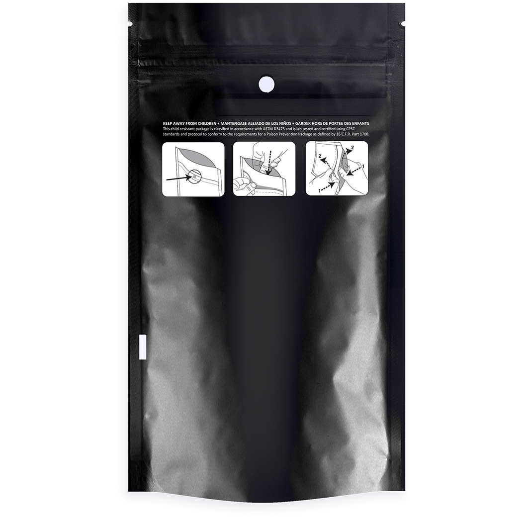 Black Fully Recyclable Child Resistant Pouch 7g or 1/4oz capacity