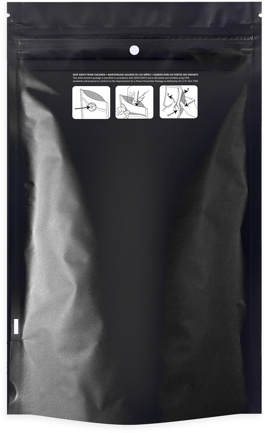 Black Fully Recyclable Child Resistant Pouch 28g or 1oz capacity