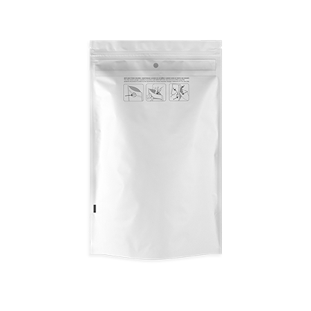 White Fully Recyclable Child Resistant Pouch 28g or 1oz capacity
